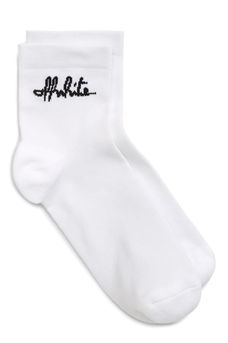 Script Short Socks, Main, color, WHITE BLACK