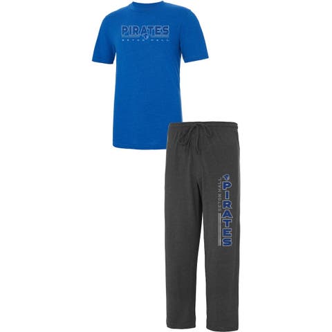 Men's Concepts Sport Heathered Charcoal/Blue Seton Hall Pirates Meter T-Shirt & Pants Sleep Set