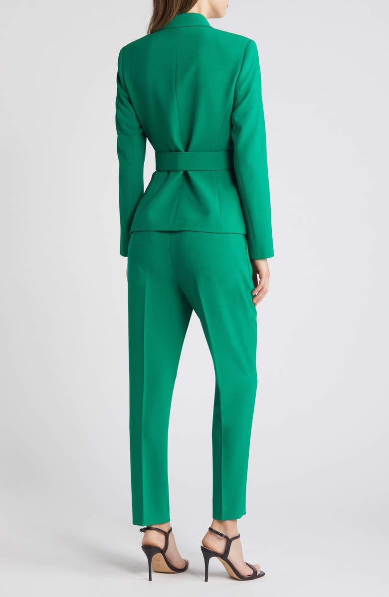 Tahari ASL Peak Lapel Belted Blazer & Pants Set, Alternate, color, Emerald