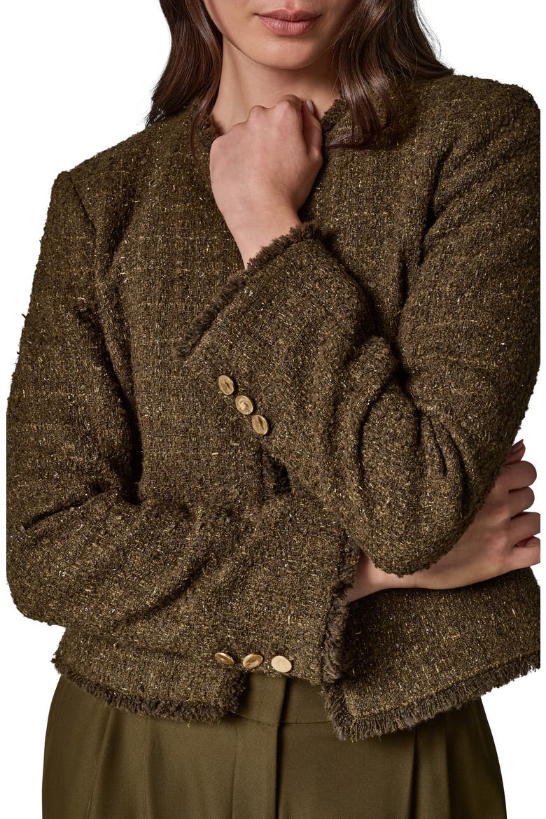 Fringe Open Front Jacket, Alternate, color, OLIVE BRNC