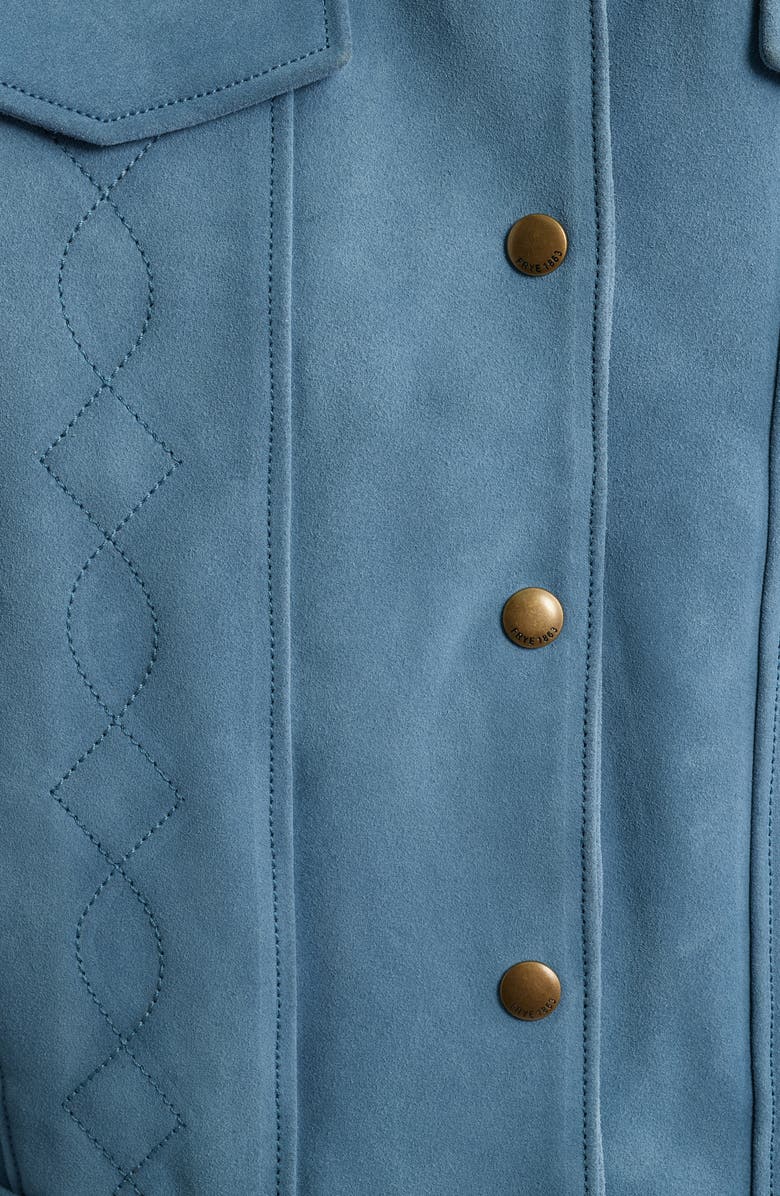 Frye Cow Split Leather Jacket, Alternate, color, Blue