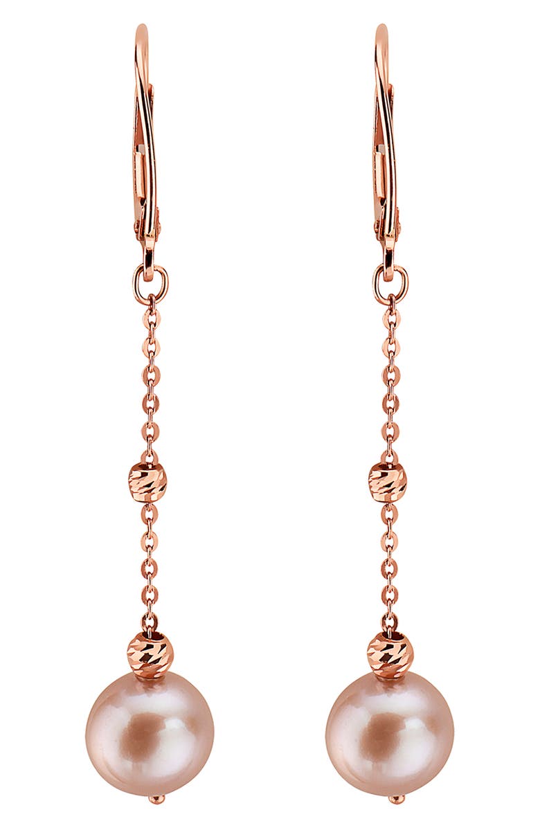 EFFY 14K Rose Gold Cultured Freshwater Pearl Drop Earrings, Alternate, color, Pink