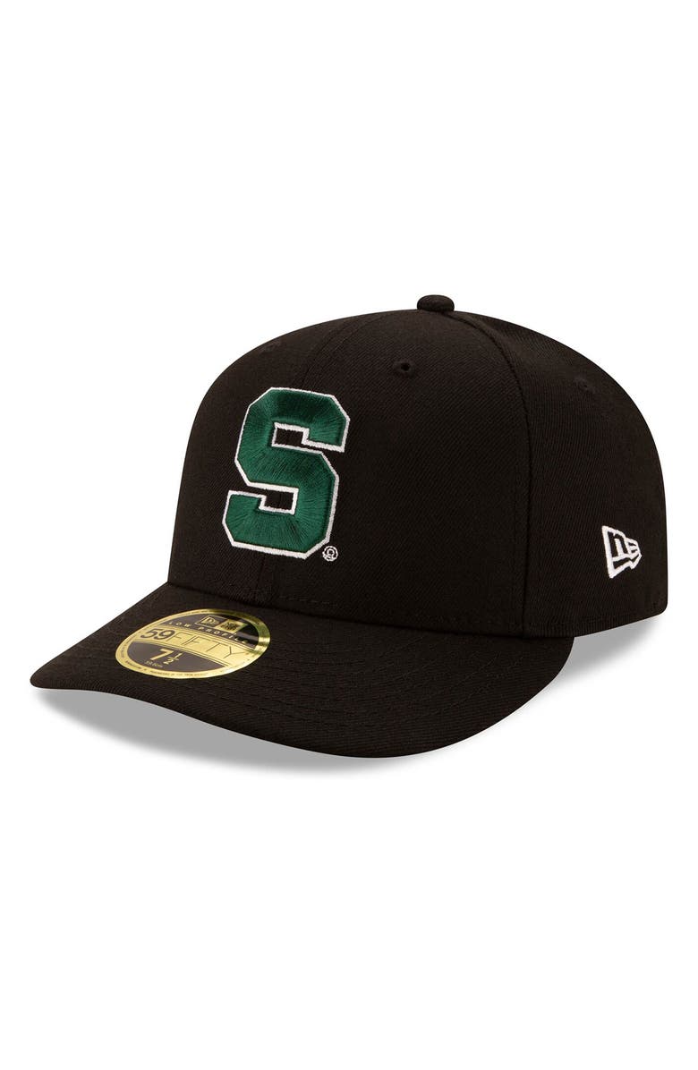 New Era Men's New Era Black Michigan State Spartans Basic Low Profile 59FIFTY Fitted Hat, Main, color,