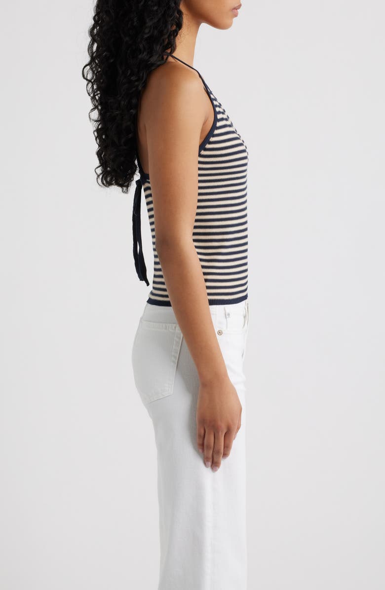 DELUC Patmos Stripe Crop Cotton Blend Top, Alternate, color, Blue/ Beige