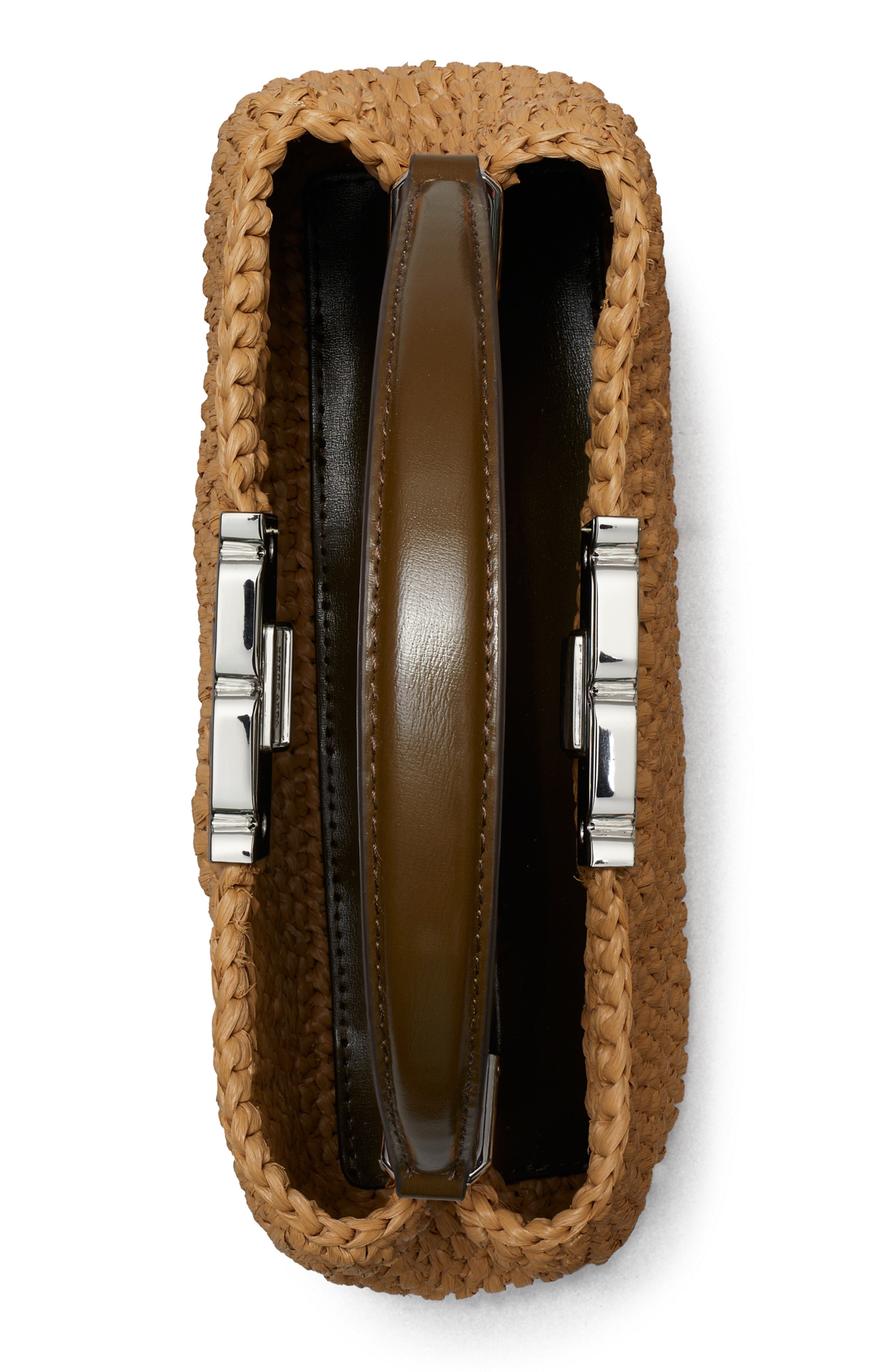 Tory Burch Mini Eleanor Raffia Satchel, Alternate, color, Honeycomb