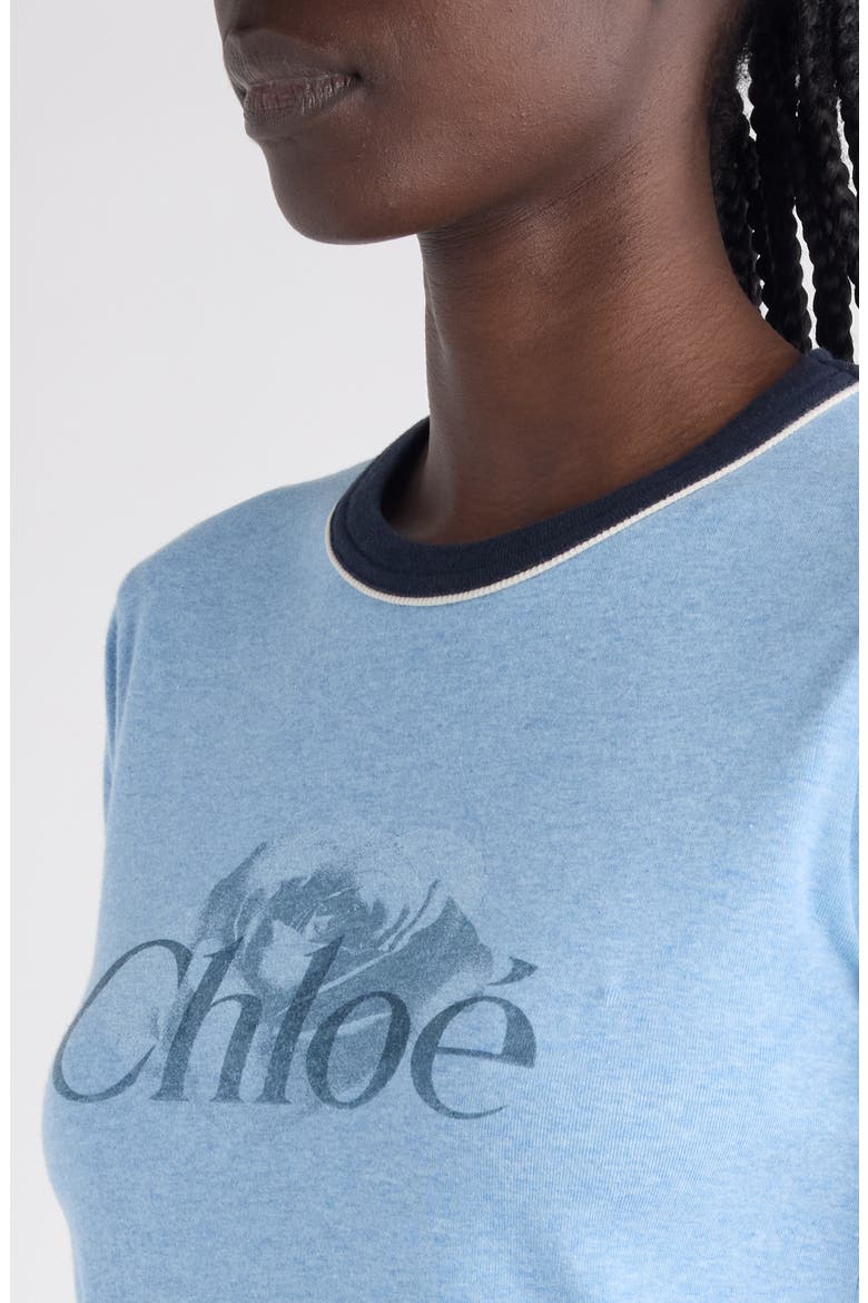 Logo Cotton Ringer Graphic T-Shirt, Alternate, color, CEYLAN BLUE