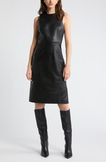 Nordstrom Paneled Leather Sheath Dress Nordstrom