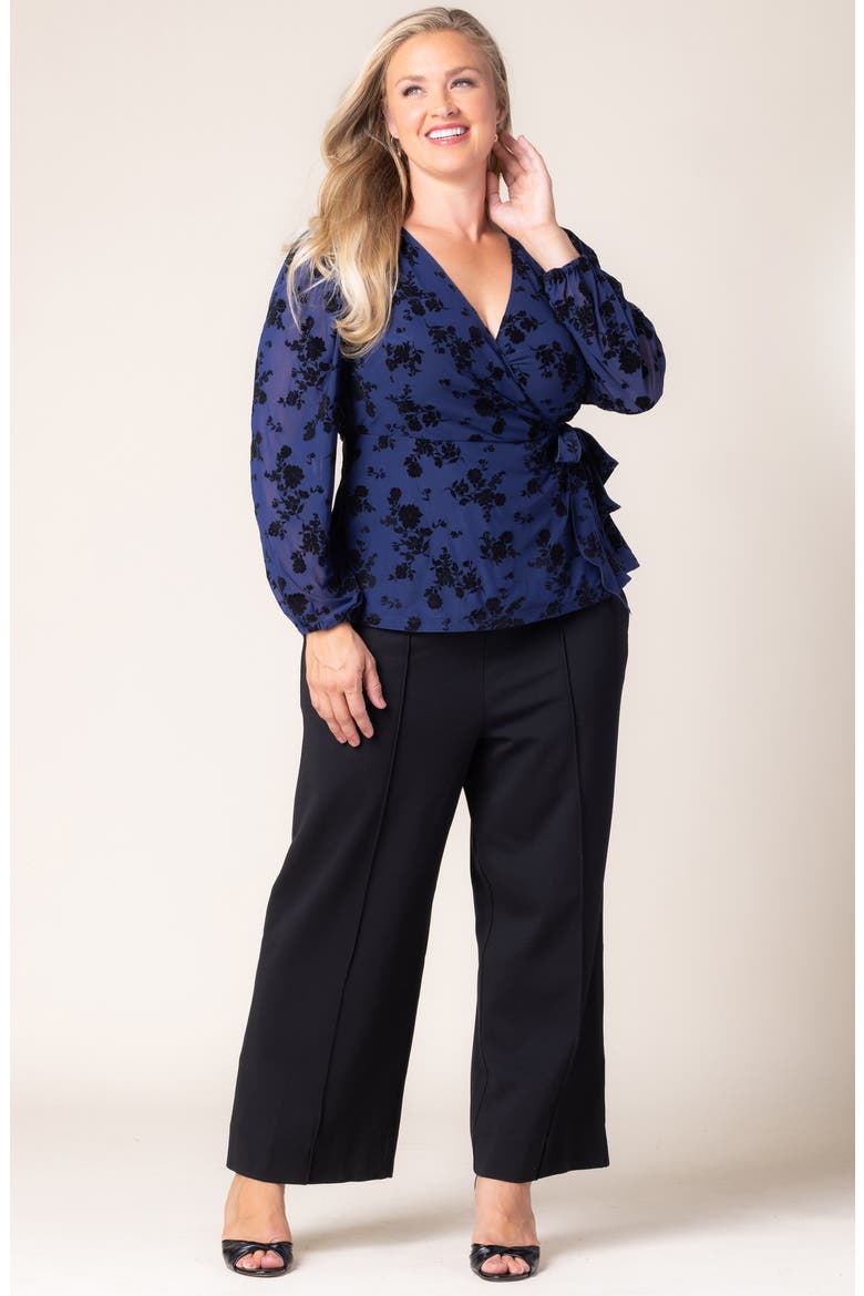 Alissa Print Wrap Top, Alternate, color, NAVY FLOCKED FLORALS