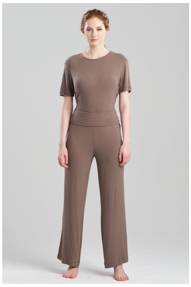 SKYE - RIB Ease Pants, Main, color, DARK TAUPE