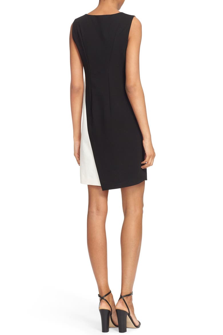 'Livvy' Asymmetrical Colorblock Sleeveless Shift Dress, Alternate, color, BLACK/ CANVAS WHITE