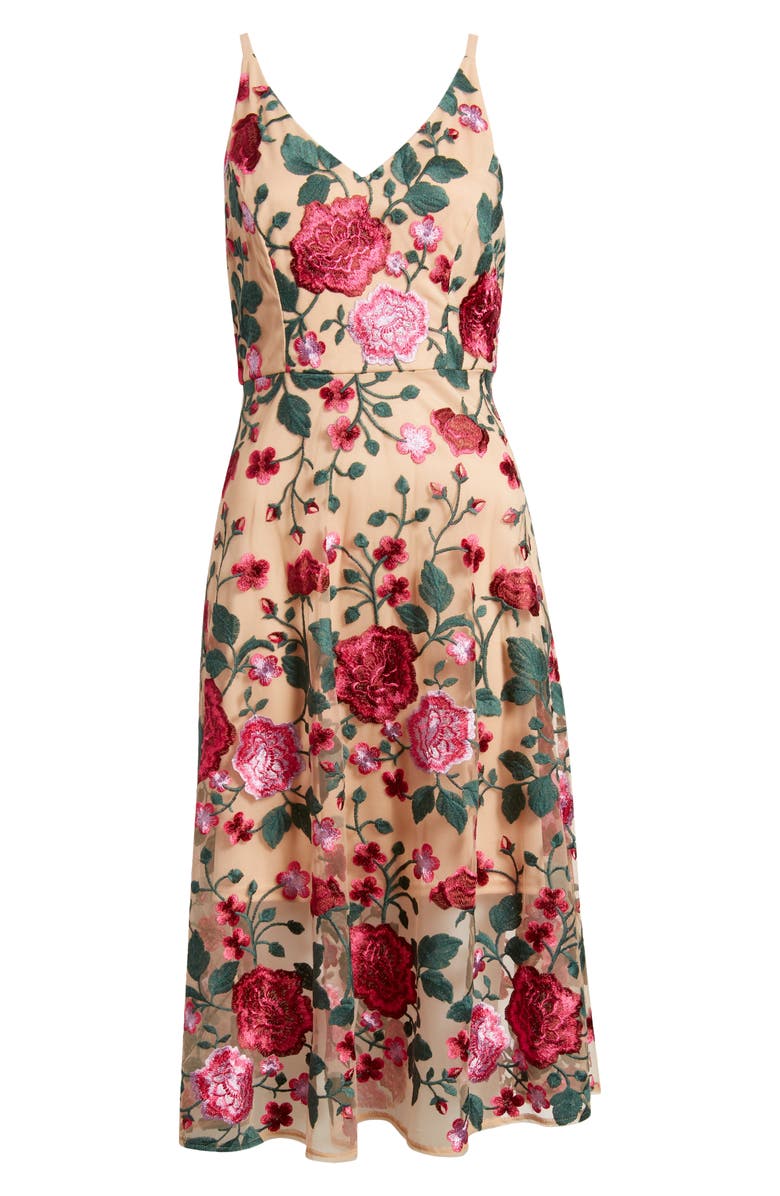 Sam Edelman Rose Embroidery Sleeveless A-Line Dress, Alternate, color,
