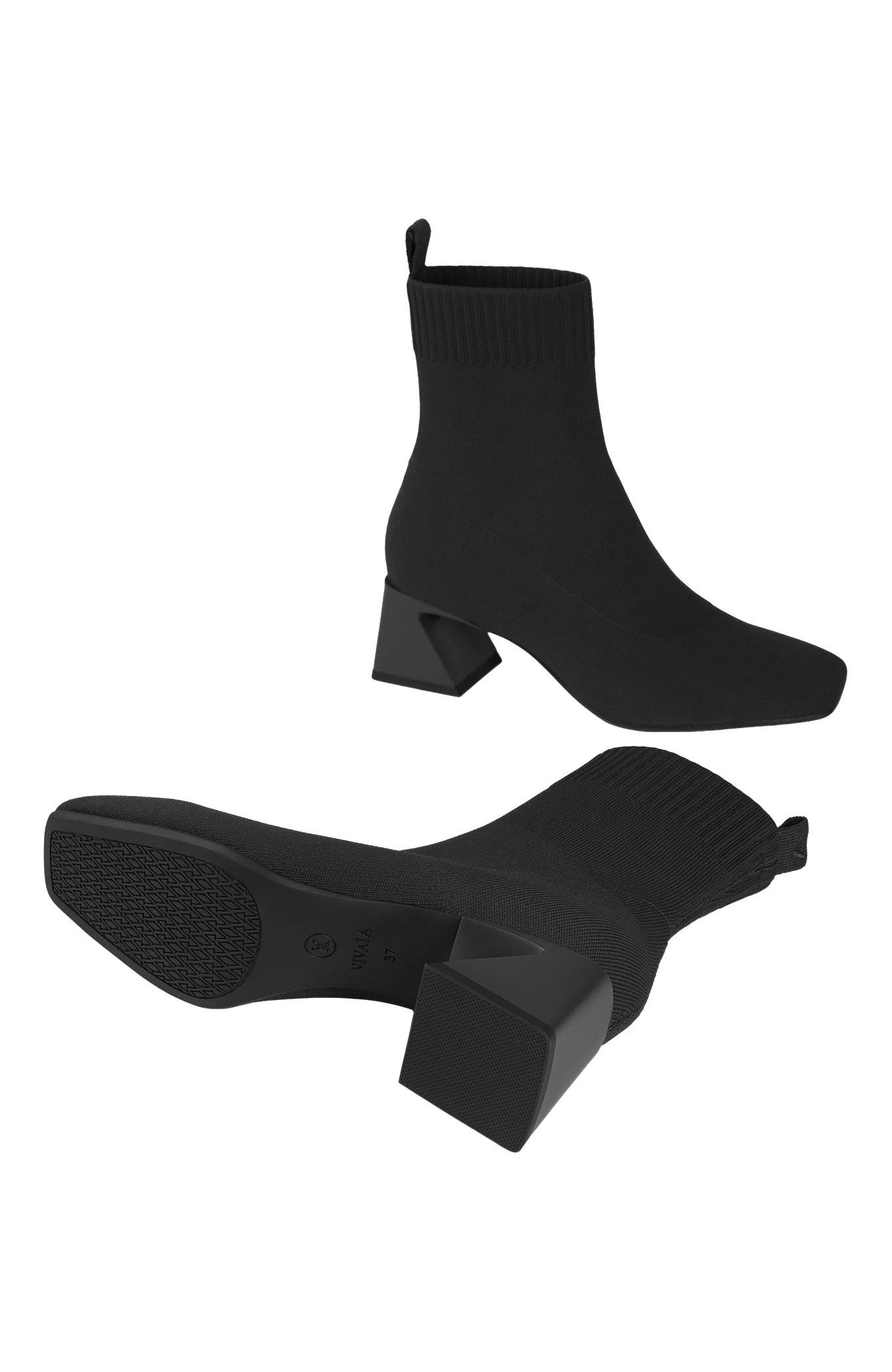 VIVAIA Square-Toe Water-Repellent Heeled Boots, Alternate, color, Black