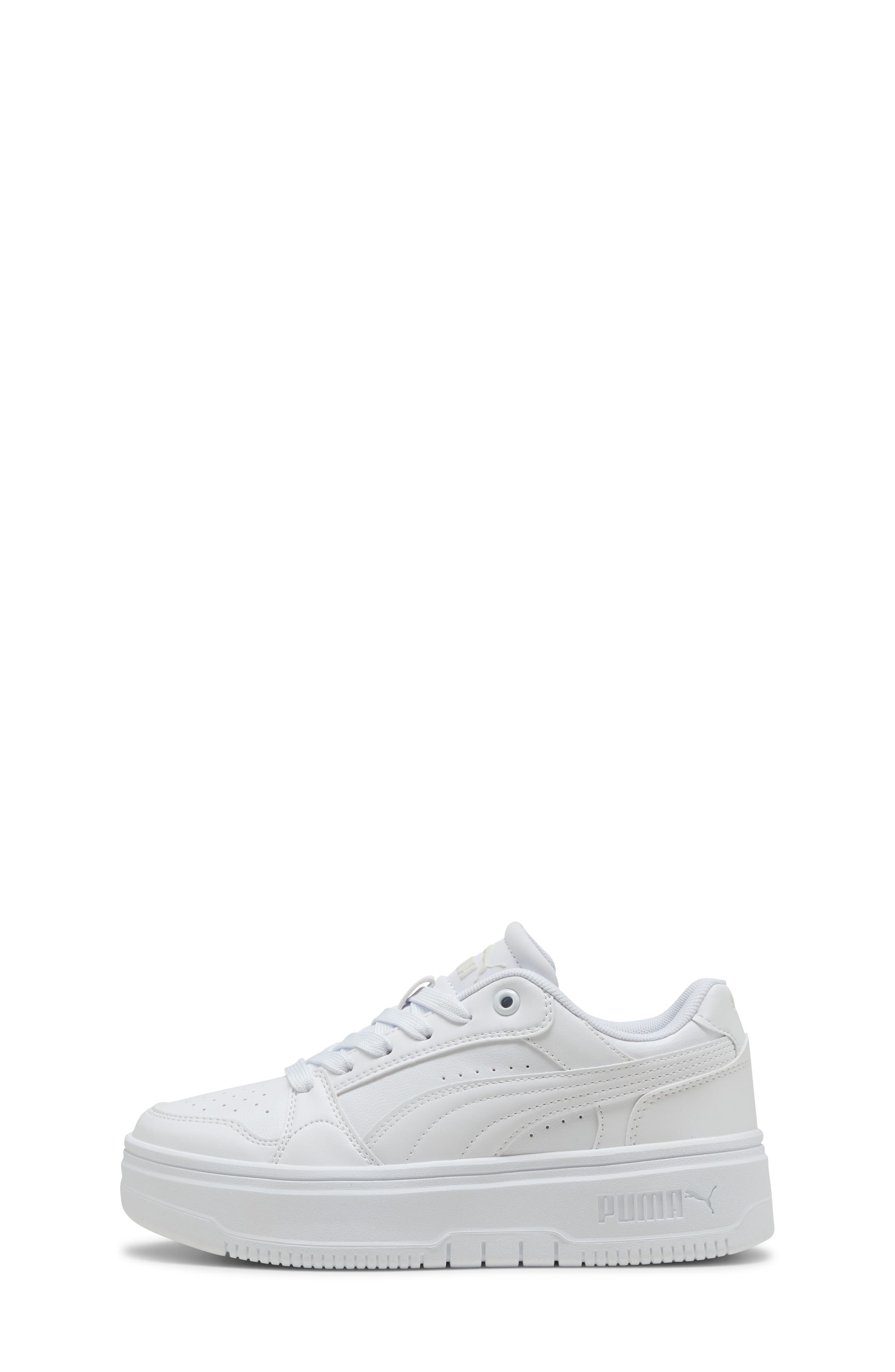 PUMA Kids' Rebound Femme Low Top Sneaker, Alternate, color, Puma White/ Vapor Gray