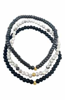 Adornia Men's Set of 3 Beaded Stretch Bracelets