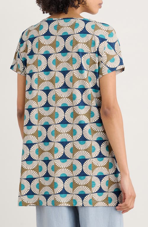 Seasalt Cornwall Ocean Gaze Daisy Print Organic Cotton Jersey Tunic In Blue
