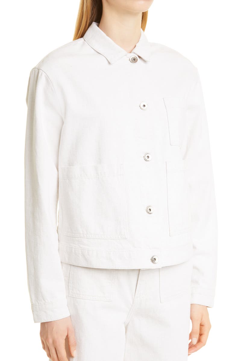 Emporio Armani Relaxed Fit Cotton & Linen Twill Trucker Jacket, Alternate, color, 