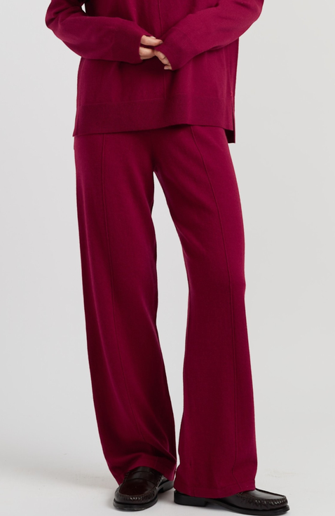 Wool Cashmere Wide Leg Track Pants