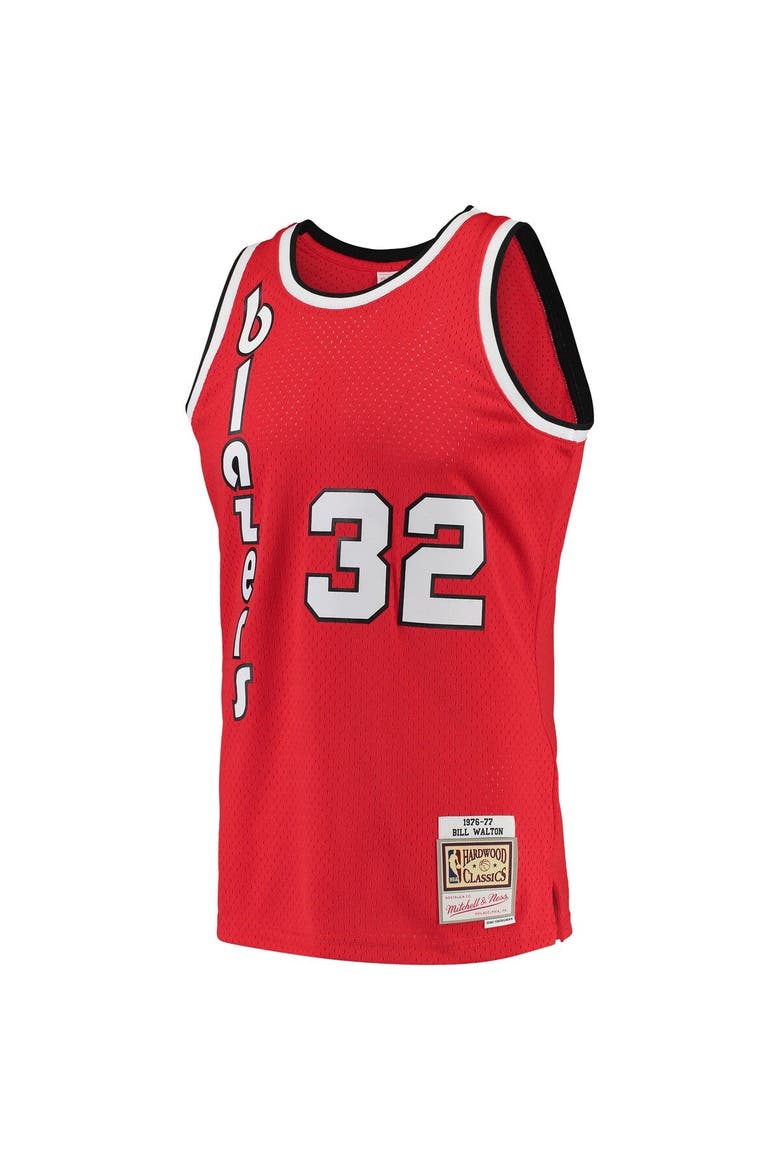 Men's Mitchell & Ness Bill Walton Red Portland Trail Blazers 1976/77 Hardwood Classics Swingman Jersey, Alternate, color, Red