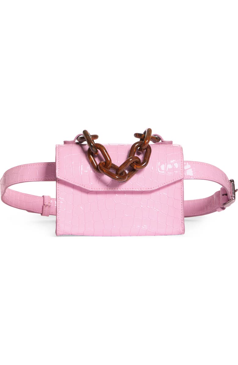 Ganni Croc Embossed Leather Handbag, Alternate, color,