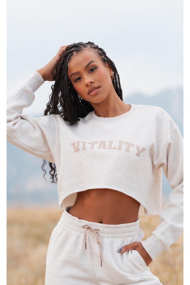 Cozy Raw Hem Crop, Main, color, Oat Marl