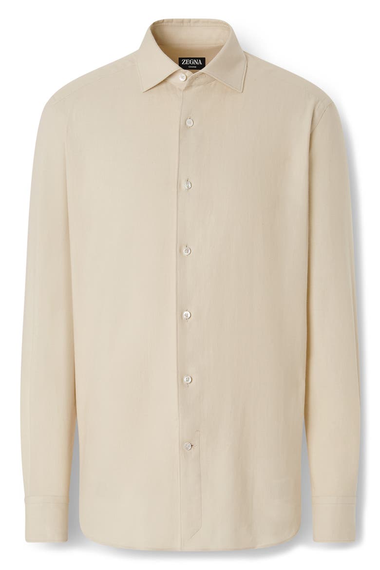 Regular Fit Cotton & Cashmere Button Shirt, Alternate, color, CREAM WHITE