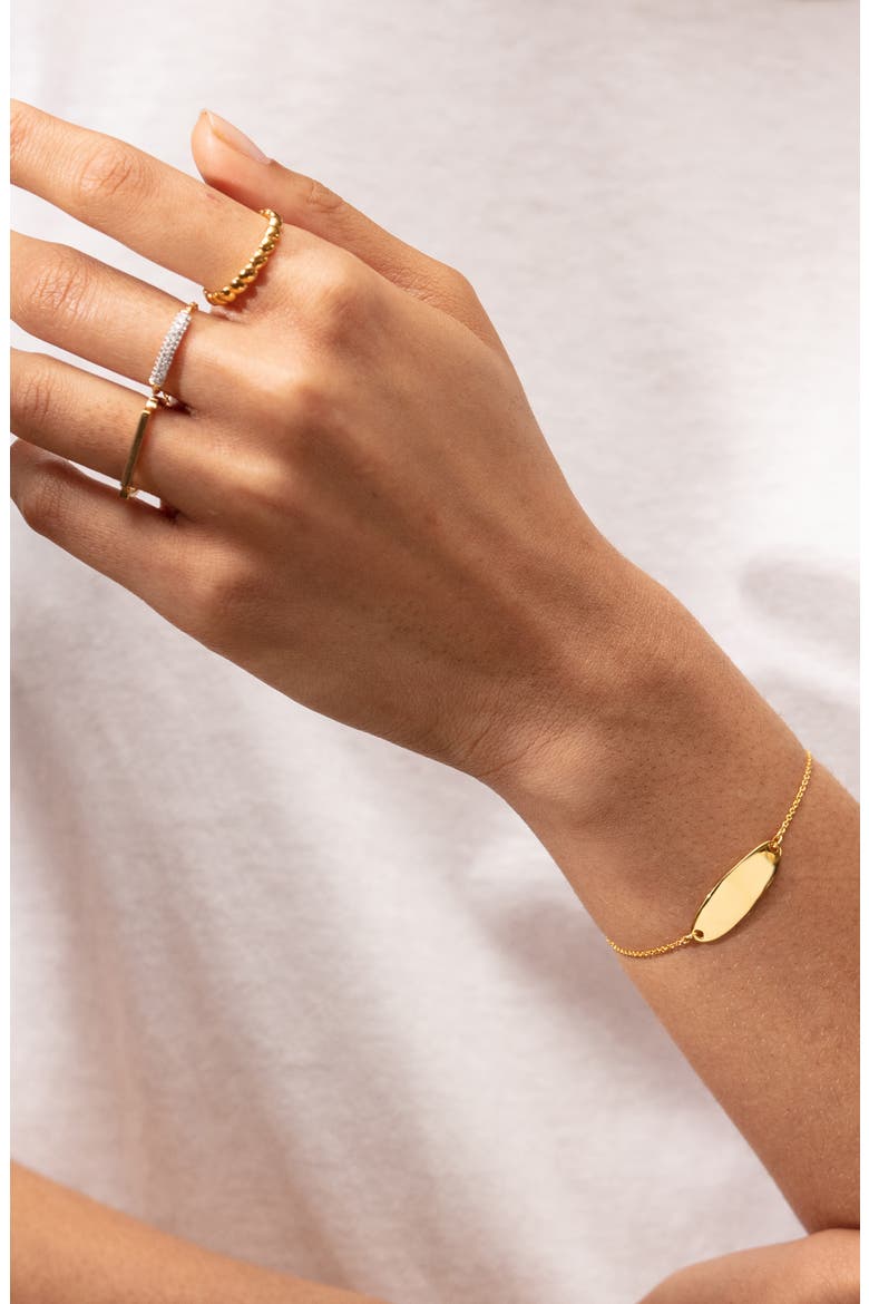 Nura Tiny Oval Plate Bracelet, Alternate, color, YELLOW GOLD