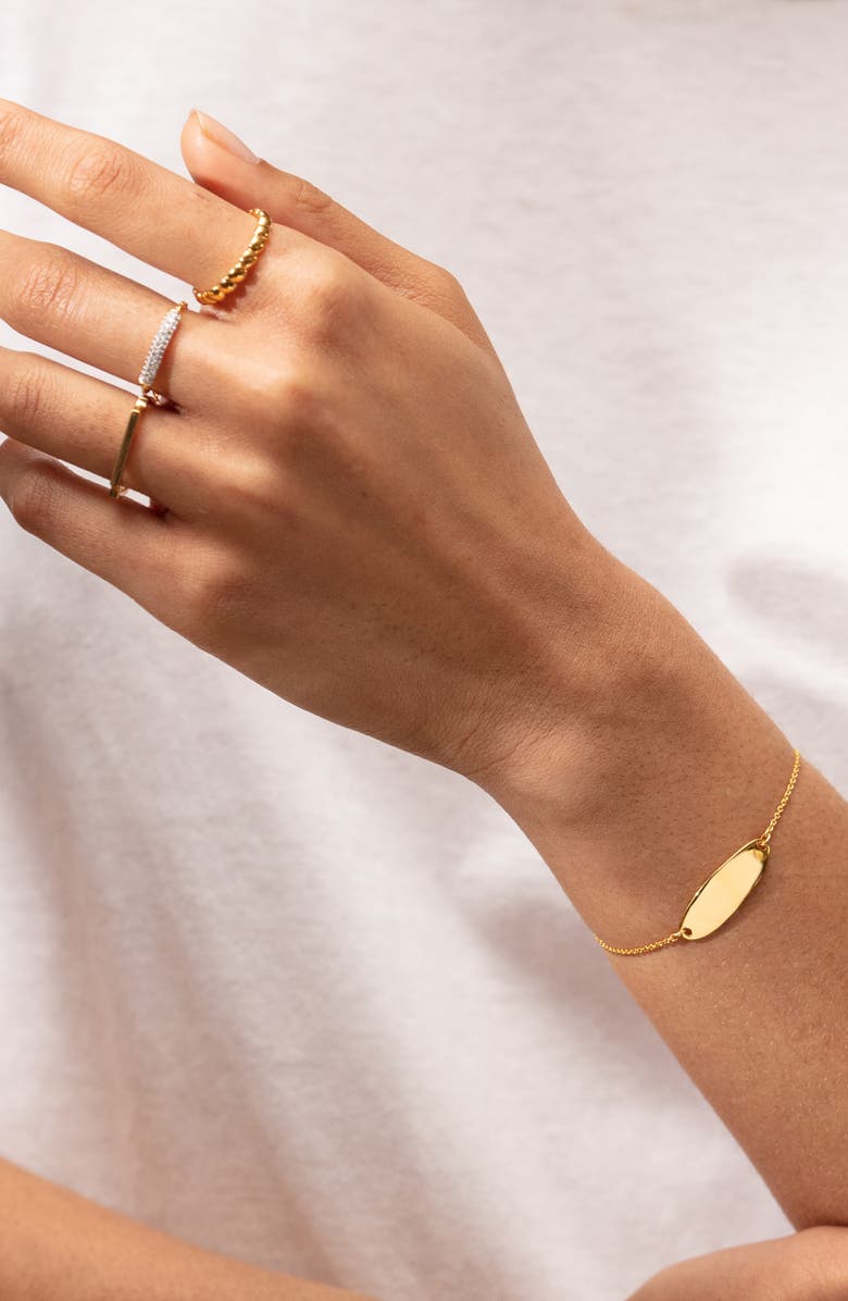 Monica Vinader Nura Tiny Oval Plate Bracelet, Alternate, color, Yellow Gold