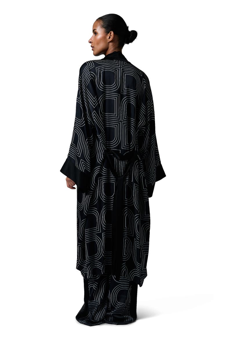 Rani Geometric Print Maxi Length Robe, Alternate, color, Black