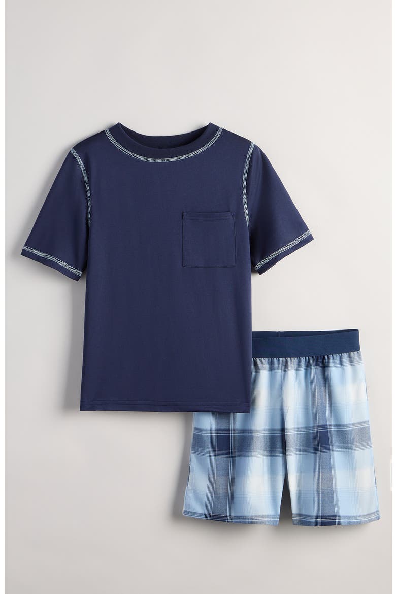Kids' Pajama T-Shirt & Shorts Set, Main, color, NAVY PEACOAT PLAID