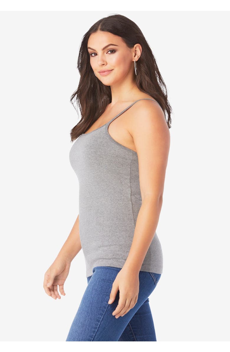 Roaman's Plus Size Cami with Built-In Bra and Adjustable Straps, Alternate, color, Black