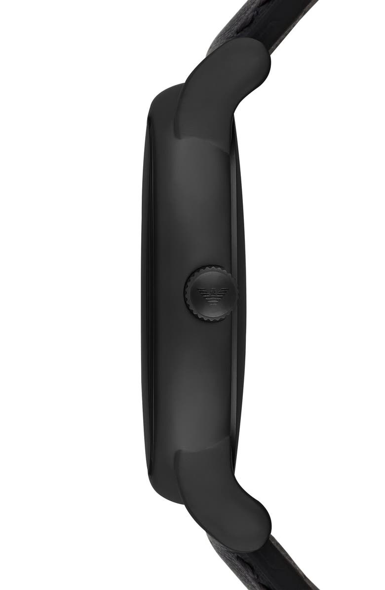 Emporio Armani Leather Strap Watch, 41mm, Alternate, color, 