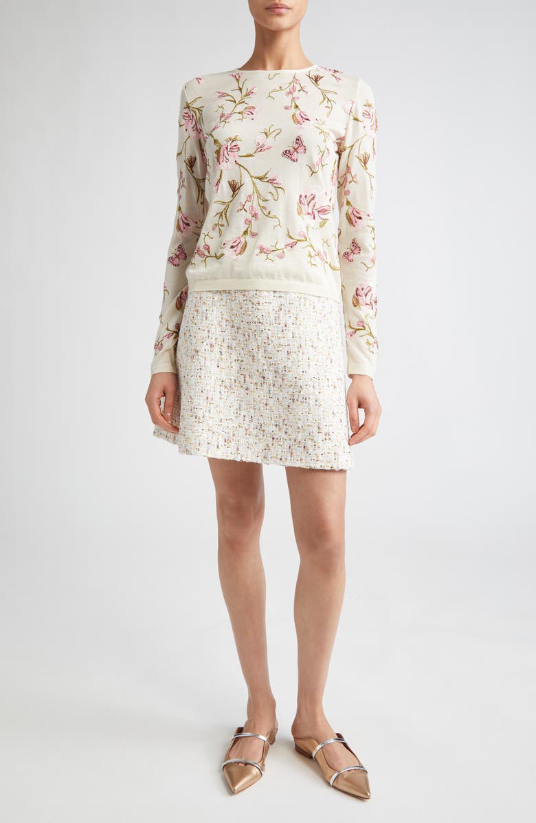 Giambattista Valli Embroidered Cashmere & Silk Sweater, Alternate, color, Ivory
