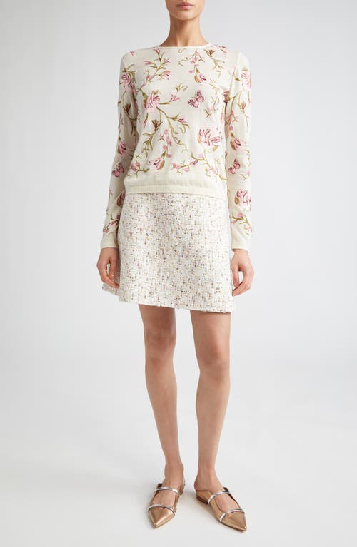 Giambattista Valli Sequin Bouclé A-line Skirt In Ivory/multi