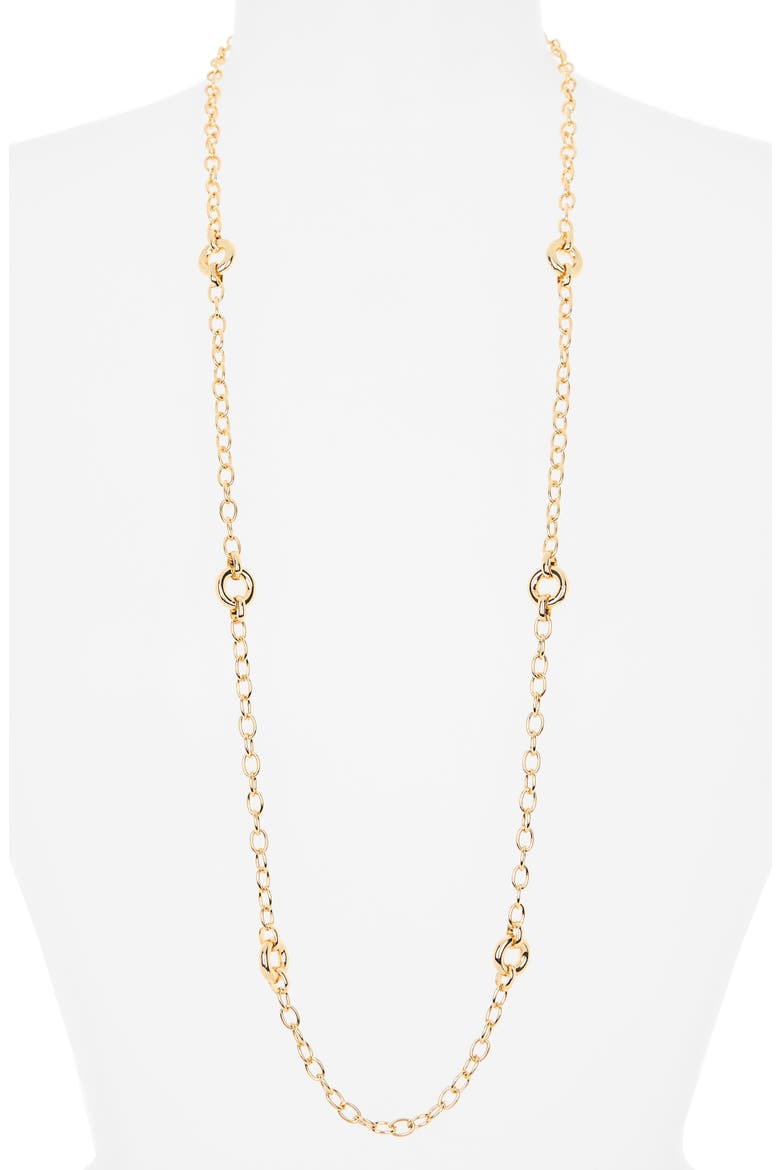 Station Chain Long Necklace, Alternate, color, GOLD
