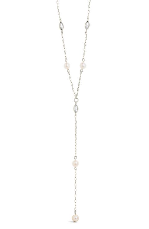 Tyra Imitation Pearl & Cubic Zirconia Station Y-Necklace