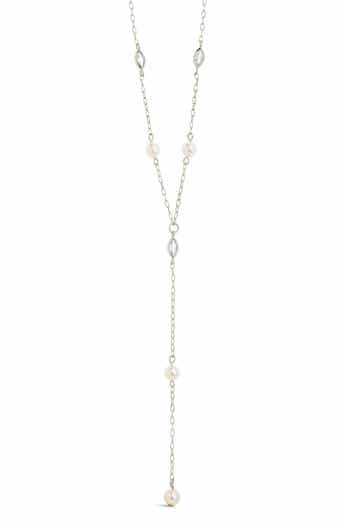 Sterling Forever Tyra Imitation Pearl & Cubic Zirconia Station Y-Necklace