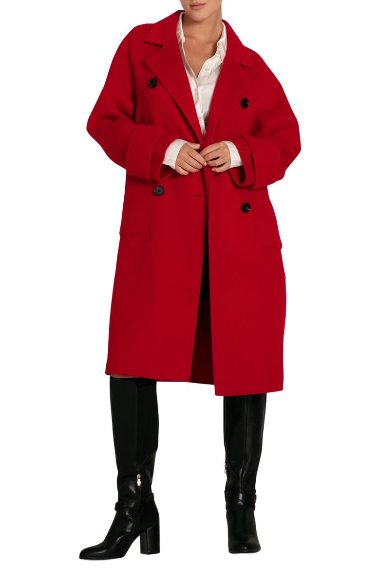 Belle & Bloom Rumour Has It Oversized Wool Blend Coat, Main, color, Red