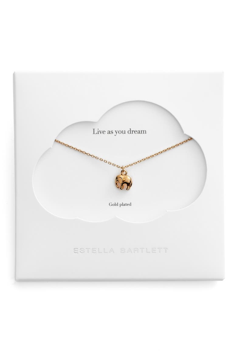 Live as You Dream Elephant Necklace, Main, color, GOLD