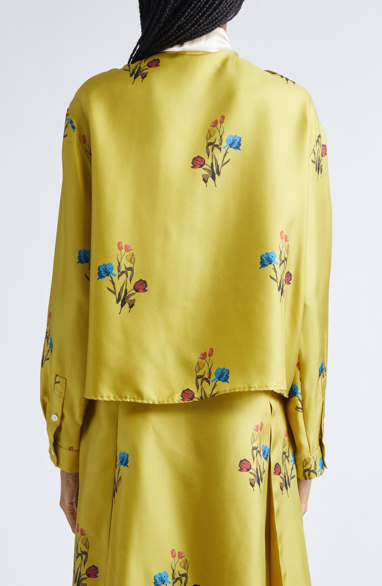 Marni Boxy Fit Silk Button-Up Shirt with Scarf, Alternate, color,