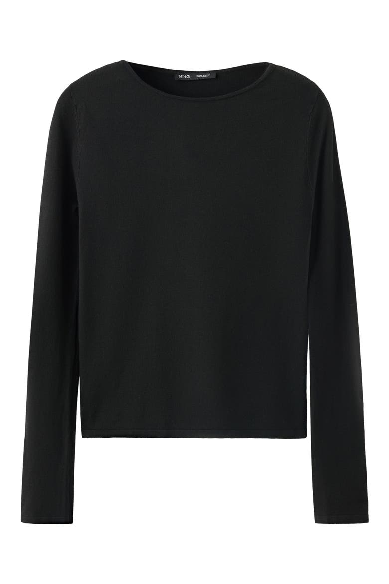 Fitted Boat Neck Sweater, Alternate, color, BLACK