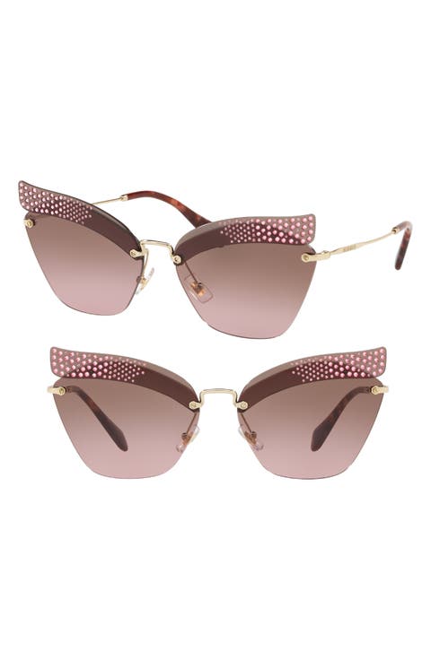 63mm Pavé Gradient Oversize Cat Eye Sunglasses