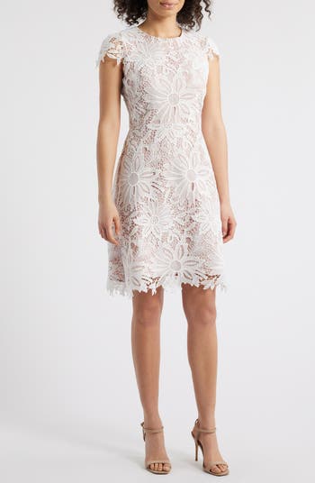 Cap Sleeve Vince Camuto Dresses White Vince Camuto Floral Lace Cap