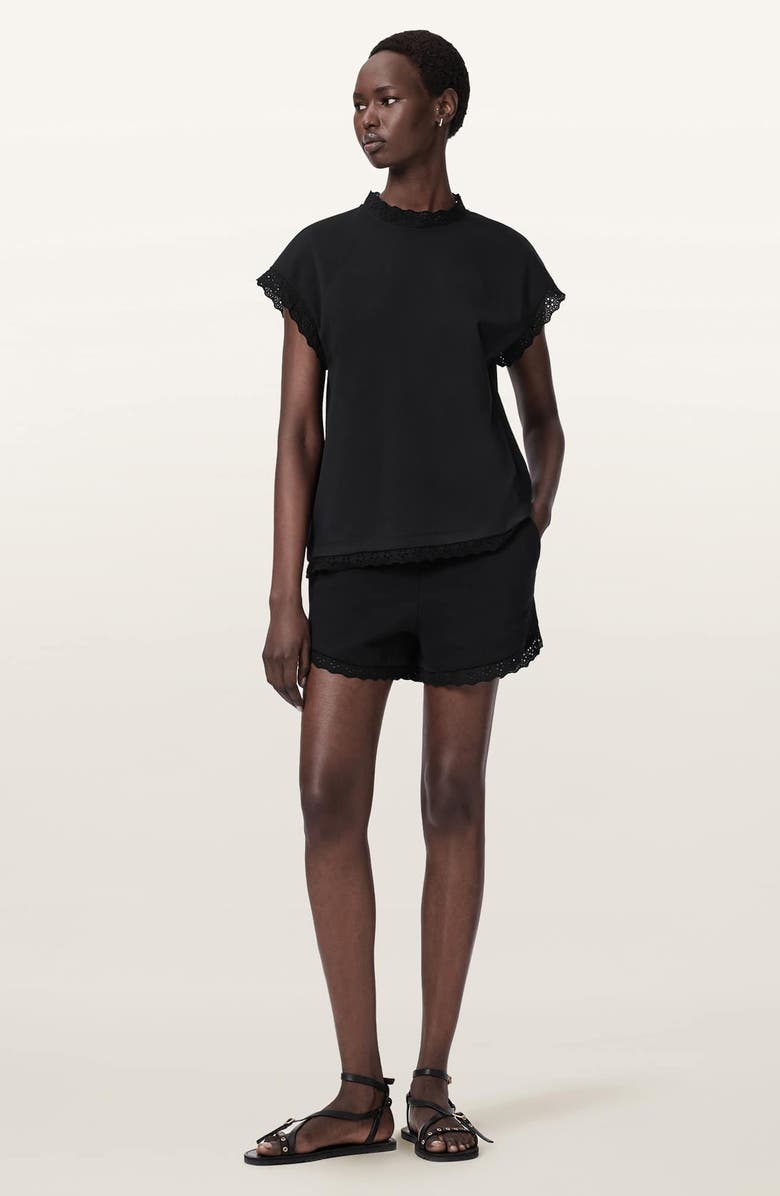 AllSaints Lele Eyelet Trip Top, Alternate, color, Black