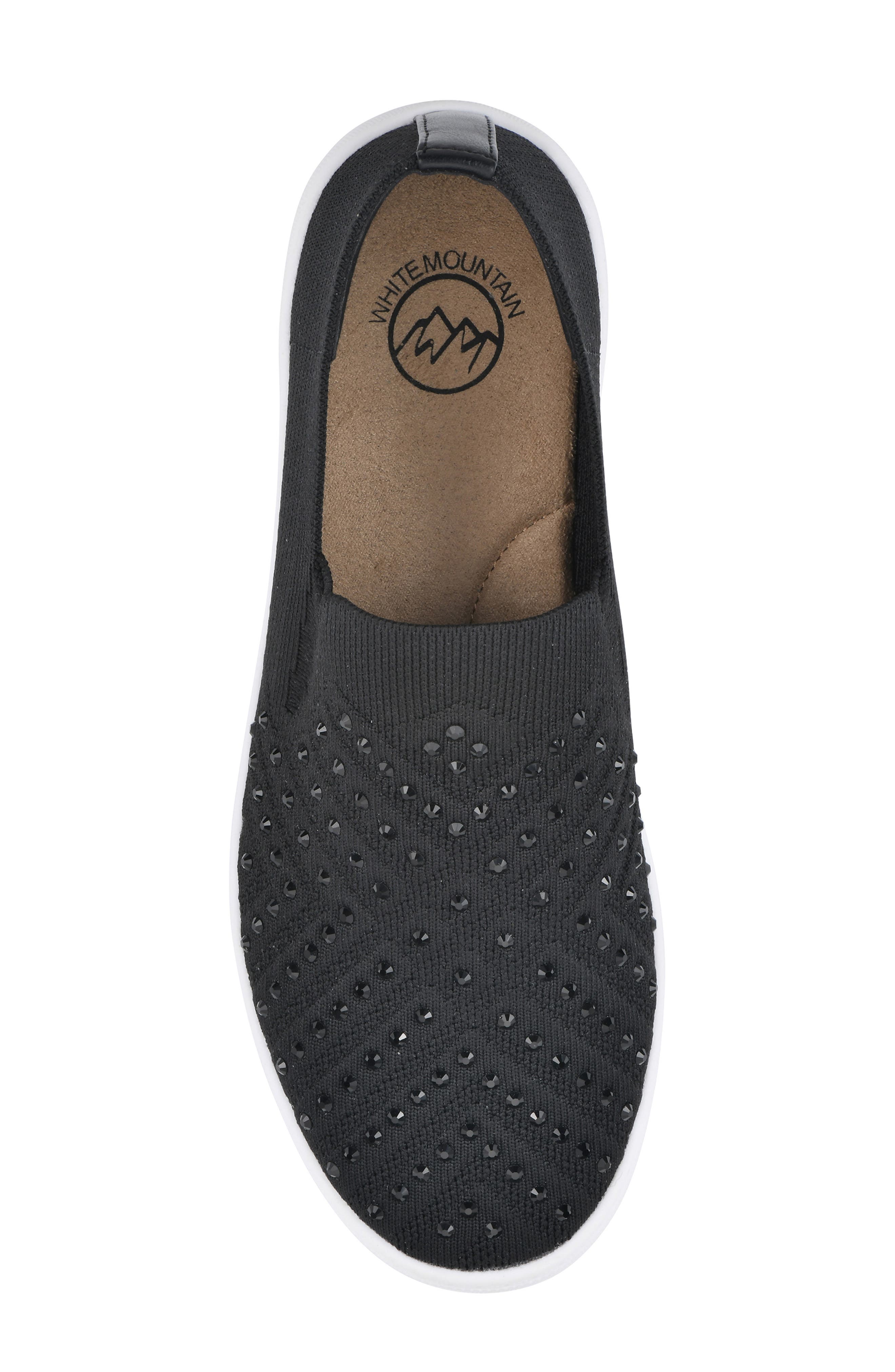 White Mountain Footwear Upbring Rhinestone Slip-On, Alternate, color, Black/ Fabric