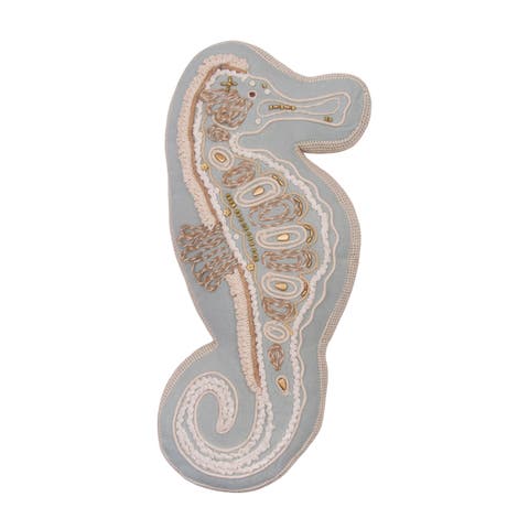 Beaded Seahorse Coastal Embellished Accent Shaped Pillow