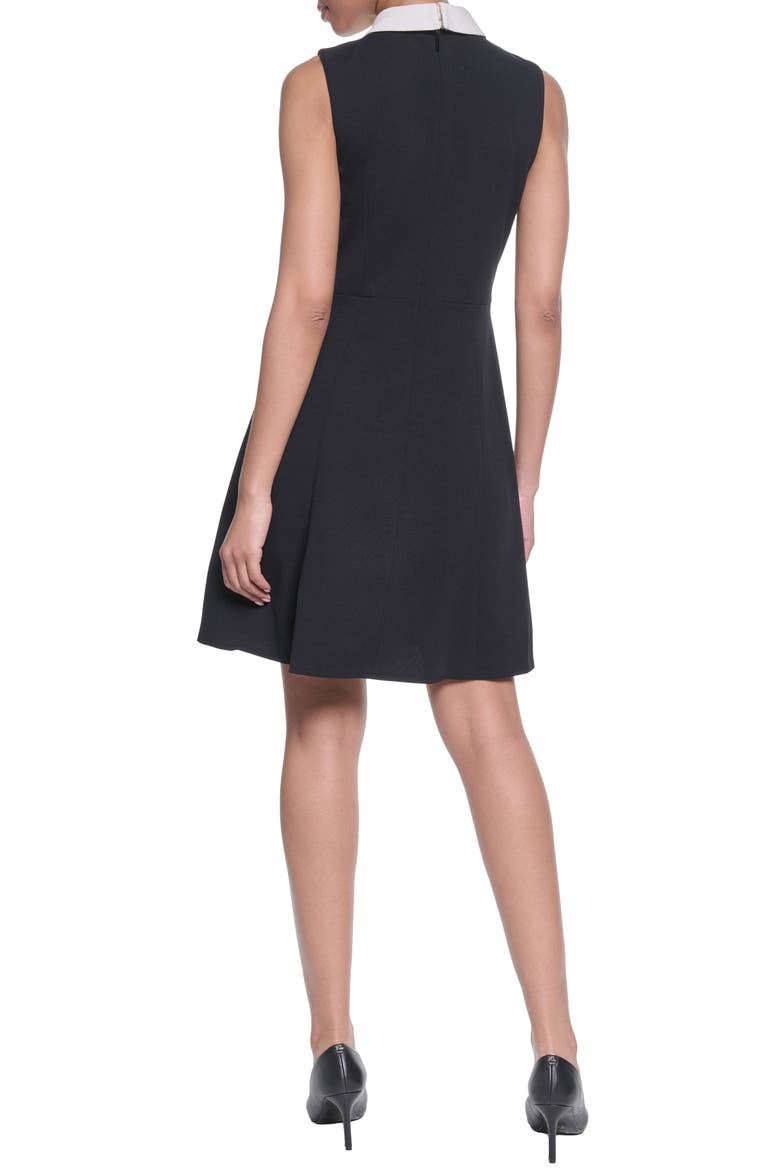 Contrast Collar Scuba Crepe A-Line Dress, Alternate, color, BLACK SOFT WHITE