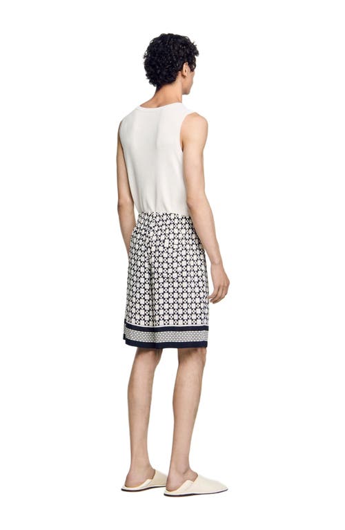 Sandro Square Cross Floaty Bermuda Shorts In Black