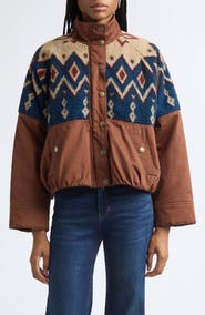 Veronica Beard Knoll Mixed Media Fleece Jacket