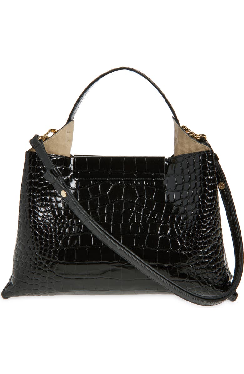 Ree Projects Medium Elieze Croc Embossed Patent Leather Top Handle Bag, Alternate, color,