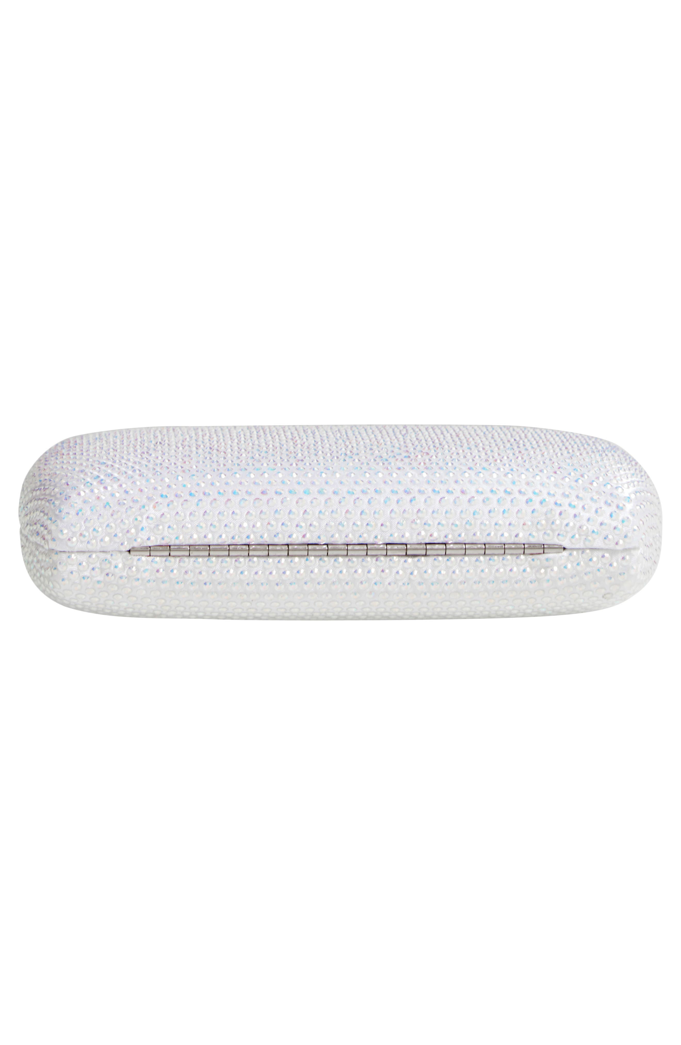 Nina Pacey Crystal Minaudière, Alternate, color, White Ab